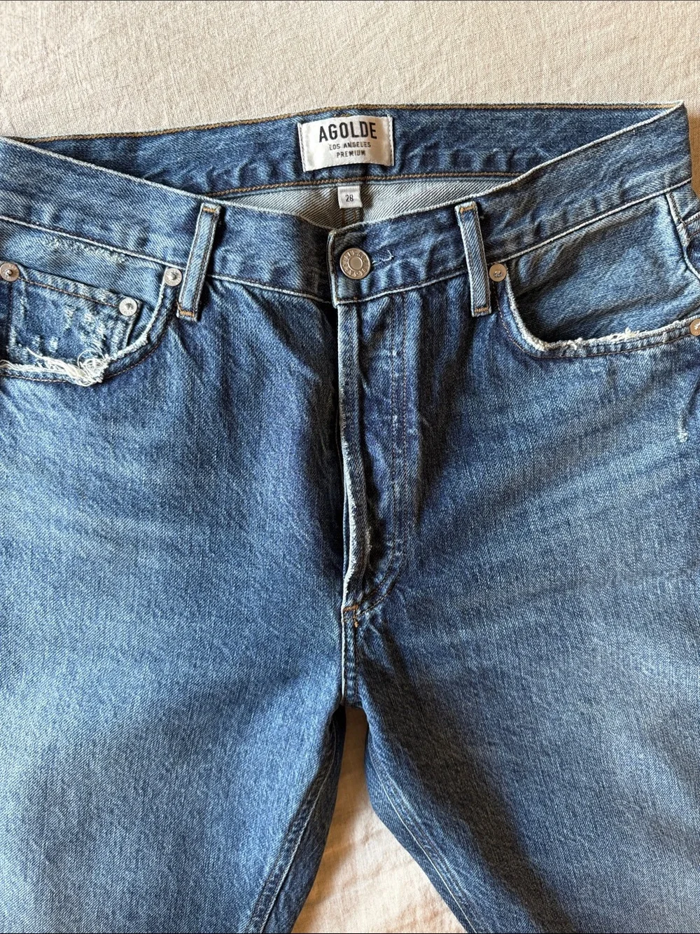 Agolde Women's Medium Blue Straight Leg Jeans (Jamie)